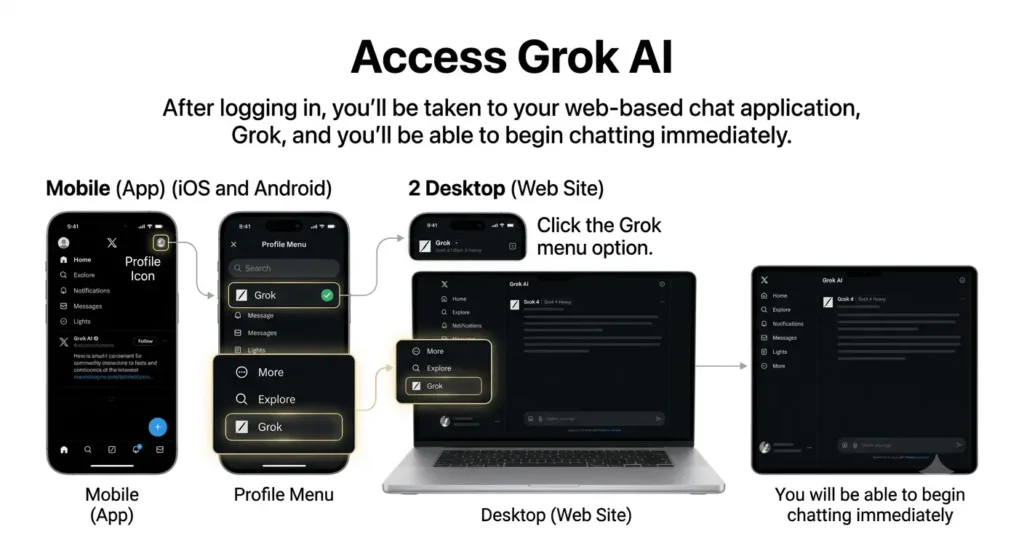 This image explains, how to access the grokai.