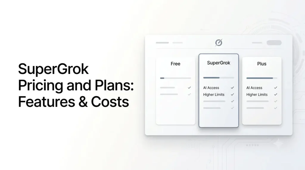 Current image: SuperGrok pricing and plans comparison showing Grok subscription tiers and features.