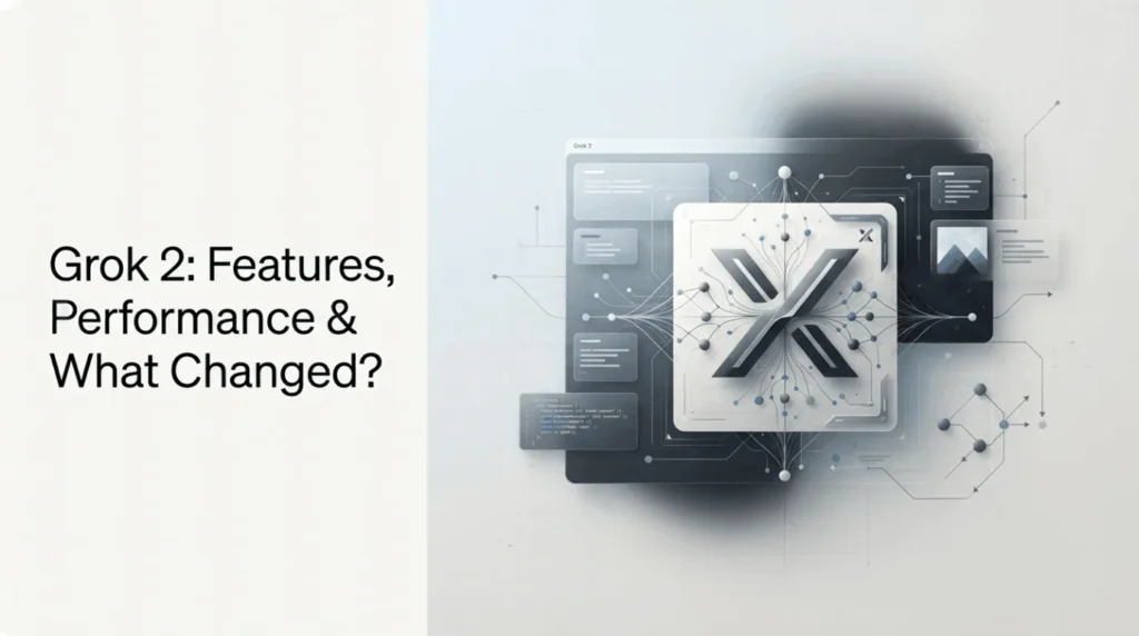 Grok 2 AI model overview showing its reasoning, coding, and visual understanding capabilities..